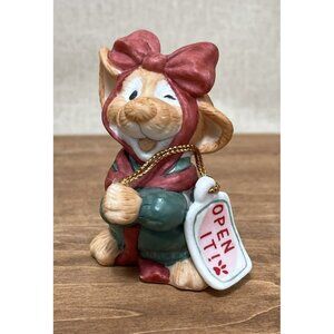 1991 Enesco AMY WULFING Adorable WINKING MOUSE Ribbon Bow OPEN IT Figurine